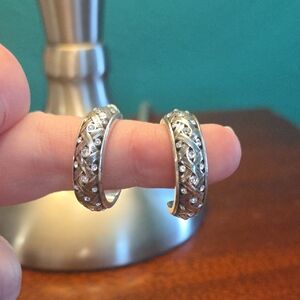 Brighton Braided With Rhinestones Hoop Earrings EUC